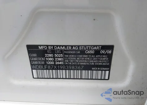 2009 Mercedes-Benz E 350 4Matic z USA, uszkodzony, nr VIN WDBUF87X19B398367